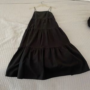 Black midi dress, open back